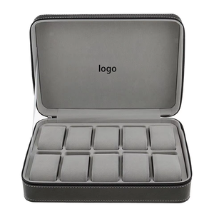 Boîte de rangement pour montres en cuir PU à 10 emplacements, étui de présentation de montres de voyage avec fermeture éclair pour collection de montres-bracelets - Product Image 2