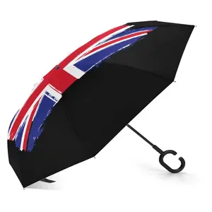 定制低价防风汽车倒车双层英国国旗印花防晒伞
