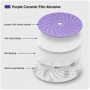 Disque de ponçage en céramique de qualité supérieure de 6 pouces avec fixation auto-agrippante pour la retouche automobile, grain 40-2500 PG-1010 PG-1010 PG-101 - Product Image 1