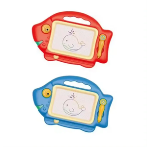Mainan papan gambar kartun magnetik untuk anak-anak, mainan edukasi DIY, papan gambar bentuk ikan magnetik - Product Image 4
