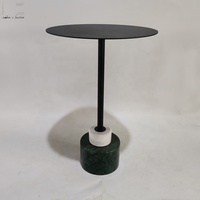 Mobilier moderne contemporain de luxe pour la maison, table basse ronde en acier inoxydable doré, marbre noir naturel, métal, petit coin
