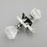 Rosace carrée moderne en chrome poli, boutons de porte en cristal de verre rond brillant pour porte intérieure