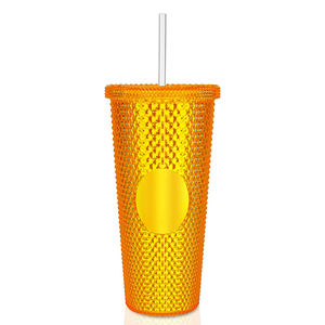 Gobelet à double paroi clouté mat brillant de 24oz, gobelet pour boisson froide <span class=keywords><strong>Veti</strong></span> Iced avec couvercle et paille - Product Image 4