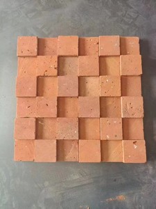 Carreaux de mosaïque en placage de brique d'argile rouge rétro 3D de luxe moderne pour panneaux de revêtement en pierre de mur avec puces carrées - Product Image 3