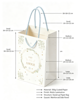 Sac en papier portable à motif végétal rétro, biodégradable, respectueux de l'environnement, en matériaux recyclés, avec poignée en corde de coton épaisse, emballage cadeau