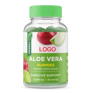 Aloe vera, suplemento gummies para adultos, 50 mg de sabor natural, goma aromatizada