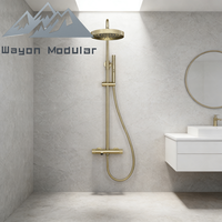 Sistema de Ducha de Alta Presión con Cabezal de Ducha Tipo Lluvia y Mezclador, Cromado en Oro, para Baño, Marca Wayon