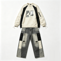 Kornit DTG Dirty Spray Streetwear Vintage Wash Distressed Heavyweight Sun Faded Geometric Graphic Pullover Jacket Oversized Top