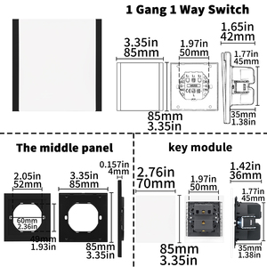 Interruptores y Enchufes de Pared WESA Ultrafinos con Botón Pulsador EU 1/2/3 Vías, Enchufe de Alimentación de 1 Vía, Combinación Libre, Diseño Moderno de Lujo - Product Image 6