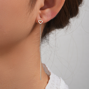CANNER - Aretes Largos de Plata de Ley S925 con Forma de Corazón Rectangular y Circonitas, para Mujer, Regalo - Product Image 2