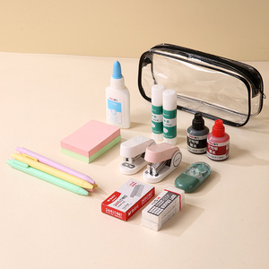 Transparent Cosmetic Bag Rectangle Portable Travel Toiletry <b>Storage</b> For Makeup Brush Lipstick Skincare Products Black And White - Product Image 2