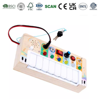 Teclado Electrónico de Madera para Niños Pequeños, Juguete Educativo Sensorial Recargable con Efectos de Luz y Sonido, Directo de Fábrica