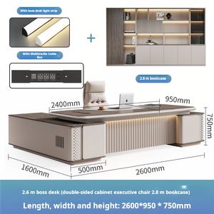 모던 라이트 럭셔리 보스 오피스 데스크 및 의자 조합, 세련된 이그제큐티브 데스크, 빌라용 목재 사무용 가구 - Product Image 6