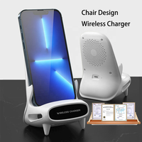 Support de chargeur sans fil vertical de bureau certifié CE/FCC/ROHS, 15W PD 3.0 Type-C, charge rapide, OTP, ignifuge, pour téléphone portable