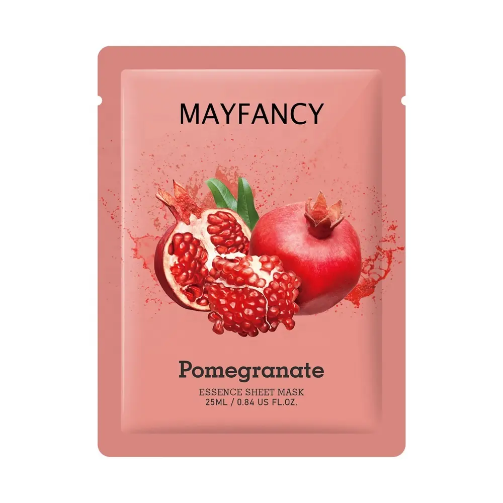 MAYFANCY Hidratante Romã Fruta Beleza Masque Visage Soin Facial Folha Máscara Fabricante Cosméticos Cuidados Com A Pele Algodão Natural