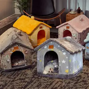 บ้านแมวแมวพับได้,บ้านแมวแบบอบอุ่นถอดฝาครอบออกได้สำหรับฤดูหนาว