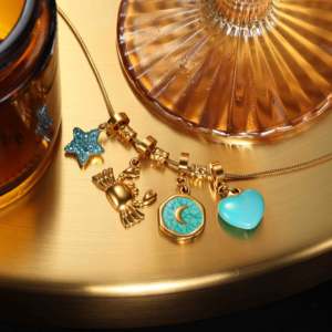 <span class=keywords><strong>Collier</strong></span> avec pendentif en acier inoxydable personnalisé, strass, émail époxy, cœur, étoile, animal marin, fruits colorés, bijoux pour femme - Product Image 5