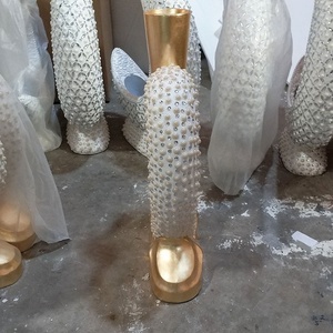 Vase à fleurs blanche décorative pour mariage, grande taille, style moderne, personnalisé, décoration de la maison, perle - Product Image 6