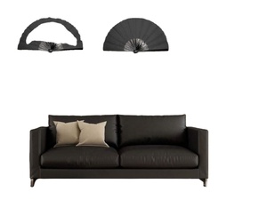 Abanico de mano chino ecológico de plástico de 13 pulgadas, plegable y portátil, con tela decorativa para Halloween y Navidad - Product Image 5
