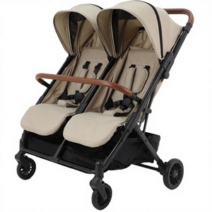 Passeggino Gemellare Pieghevole Portatile a 4 Ruote, Leggero, Richiudibile con Una Mano, in Metallo e Tessuto, per Bambini 0-36 Mesi - Product Image 1