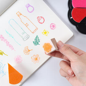 8pcs in Colourful Detachable 8 Colours Petal Water Drop <strong>Stamp</strong> <strong>Pad</strong> Office Special Silicone Sealing Clay Diy Handbook Rubber <strong>Stamp</strong> - Product Image 4