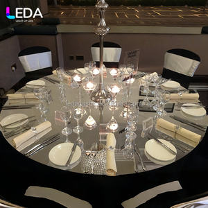 LEDA Nappe de table réutilisable élégante en PET effet miroir argenté pour réceptions de mariage, fêtes et banquets - Product Image 1