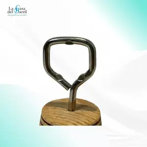 Abridor de botellas en forma de barril, de roble americano y acero inoxidable, redondo, hecho a mano, para abrir cerveza y vino. - Product Image 3