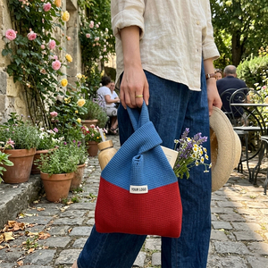 Bolso Tote Tejido de Dos Tonos Personalizado SHINY Premium, Bolso de Malla Mixta con Etiqueta Tejida <span class=keywords><strong>para</strong></span> Mujer, Uso Diario - Product Image 1