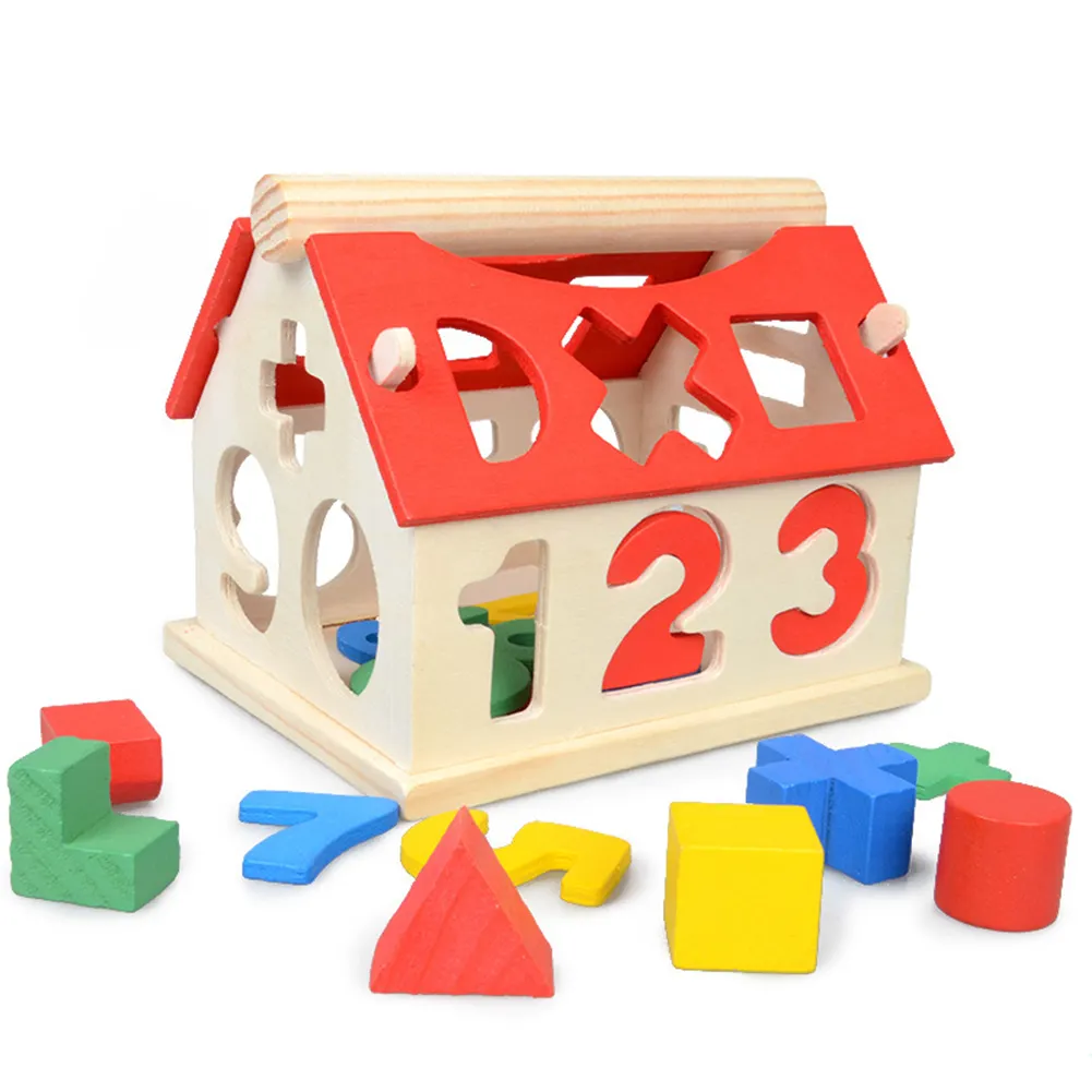 Custom Wooden Multifunctional House Touch Early Educational Baby Grasping Puzzle Toys Digital Shape Disassembly Combination