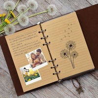 Carnets de notes A6 à couverture rigide en cuir PU de littérature vintage avec motif de papillon en relief à feuilles mobiles pour l'école et les voyages