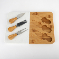 Planche à découper innovante en marbre, acacia et bambou, ensemble de planches à fromage, ensemble de plats à nourriture avec couteaux, accessoires de cuisine, vaisselle