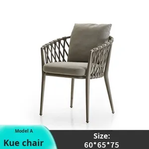 Silla de ratán de aluminio resistente al agua y mesa de metal al aire libre combinación de tres piezas para patio jardín B & B Hotel o cafetería - Product Image 5