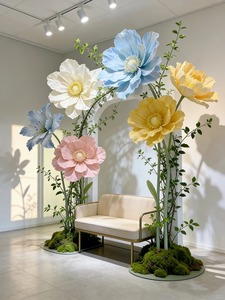 <span class=keywords><strong>Fiore</strong></span> Artificiale in Carta Crespa Stile Primaverile con Supporto, Papaveri Giganti Fatti a Mano per Esposizioni all'Aperto e Matrimoni - Product Image 1