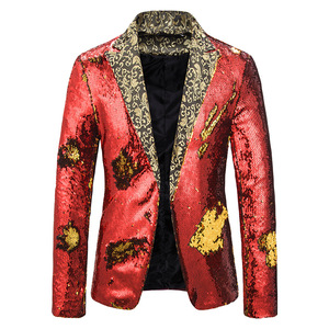 Offre Spéciale Veste de costume coupe ajustée à paillettes pour hommes Performance Discothèque <span class=keywords><strong>DJ</strong></span> Chanteurs Blazers brillants - Product Image 2