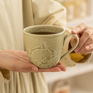 Tazza Creativa in Ceramica Stile Giapponese <span class=keywords><strong>Vintage</strong></span> con Manico, Tazza per Caffè e Tè, Graziosa Tazza per Colazione con Rilievi - Product Image 3