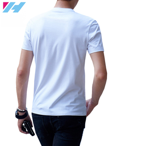 Yihao Gros Poche Poitrine Tendance Blanc T-shirt Peut Venir Figure Court Personnalisé T-shirt Homme - Product Image 3
