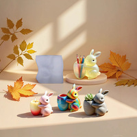 Moule en silicone moderne pour pot de fleurs, tasse de rangement en résine époxy DIY, motif lapin blanc, pour aromathérapie et plâtre ciment