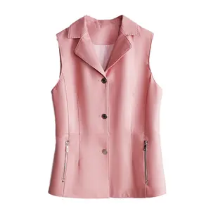Wholesale Women'S Vests & Waistcoats Ladies Fashionable Casual Slim Leather Vest Jacket