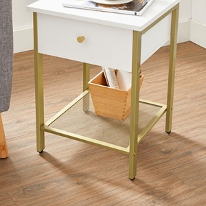 <span class=keywords><strong>VASAGLE</strong></span> <span class=keywords><strong>Table</strong></span> de chevet moderne en or blanc avec tiroir <span class=keywords><strong>Table</strong></span> d'appoint avec grille pour chambre à coucher et salon - Product Image 6
