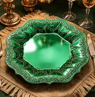 Assiettes de Présentation en PP de Luxe Durables, Vente Chaude 2026, Motif Personnalisé, pour Hôtels Modernes, Mariages, Fêtes, Vaisselle Pigmentée
