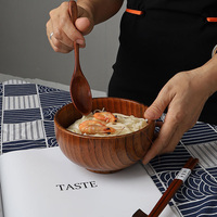 Bol à salade en bois de datte de style japonais, vaisselle de cuisine d'hôtel, plats entiers en bois, bol à soupe en bois, bol à salade en bois, diamètre 9-16cm
