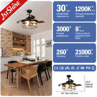 Ventilateur de plafond rétractable 1stshine de 42 pouces avec télécommande, lumières LED intégrées, qualité supérieure, vente en gros