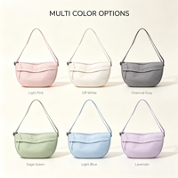Sac bandoulière croissant en nylon tendance, résistant à l'eau, avec fermeture éclair, multi-poches, pour usage quotidien décontracté, compatible OEM ODM personnalisé