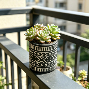 Vente chaude 2026 : Pots à fleurs en ciment à motif bohème noir <span class=keywords><strong>pour</strong></span> la décoration intérieure et extérieure, jardin, balcon - Product Image 5