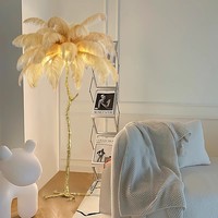 Chambre Vibe Corner Rgb Luxe Moderne Nordique Led Debout Arc Arbres Lumière pour La Maison Plume D'autruche Lampadaire