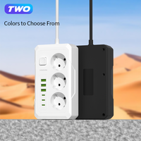 Prise UE Multiprise Multiprise 2M Câble d'extension 3AC Prises avec 3 USB 3 Type C Multiprise Rallonge