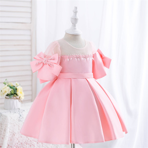 Outong Yoliyolei Kid Falda, Con Gorra abbigliamento Backless Bow Little New Style <span class=keywords><strong>damigella</strong></span> d'onore rosa lunghezza del pavimento Flower Girl Dress/ - Product Image 6