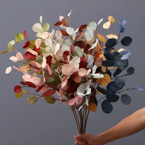 Yapay bitki 2024 yeni stil renk Bonsai yaprakları okaliptüs yaprak dalları DIY sanat ekleme çiçek dekor asma kapalı çiçek