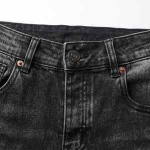 Pantalones Vaqueros Negros Desgastados para Hombre al por Mayor, Ajustados, con Efecto Desgastado, Salpicaduras de Pintura, Estilo Hip Hop, Streetwear, Jeans de Lujo TKAN862 - Product Image 3