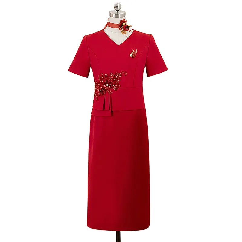 Нагрудник с красной отделкой блестками отделка ретро повседневный стиль 2023 женщин вечерние платья для выпускного вечера